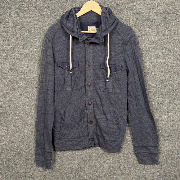 Howe Mens Size Medium Hoodie Jacket Button Up Navy Cotton Blend casual - Picture 1 of 8